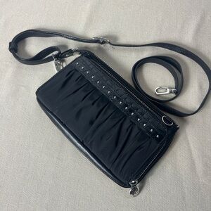 Brighton Black Pleated Crossbody Bag